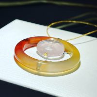 Collier / Necklace – Soie quartz rose cornaline